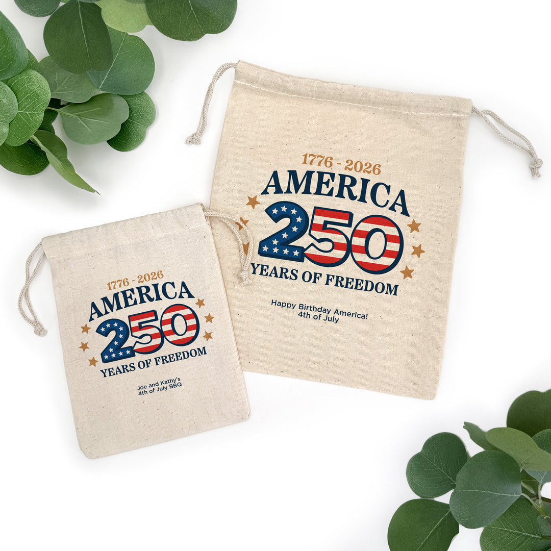 America 250 Favor Bags, Independence Day Gift, Drawstring Bags