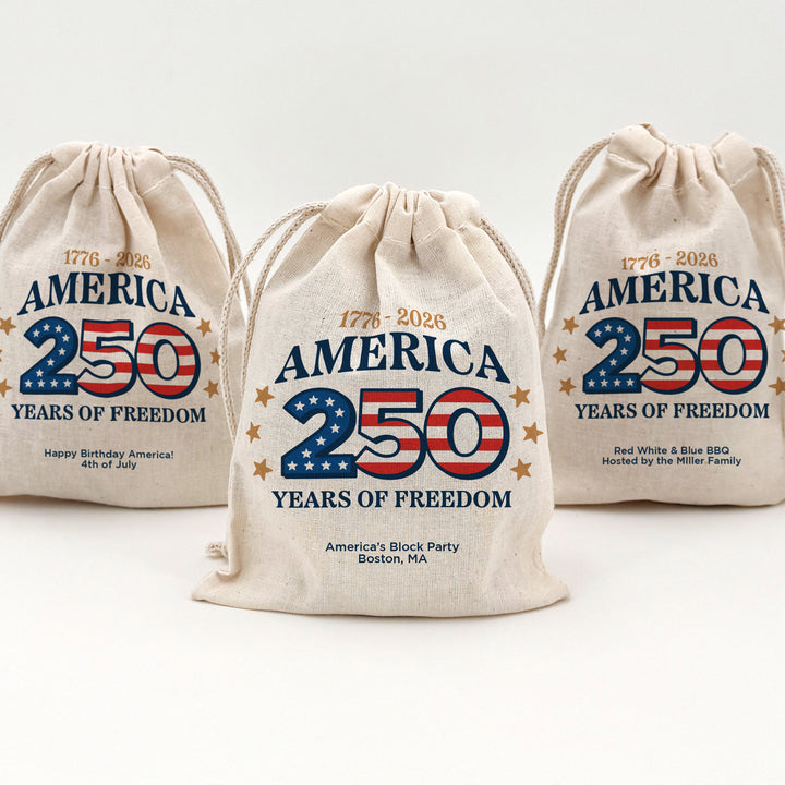America 250 Favor Bags, Independence Day Gift, Drawstring Bags