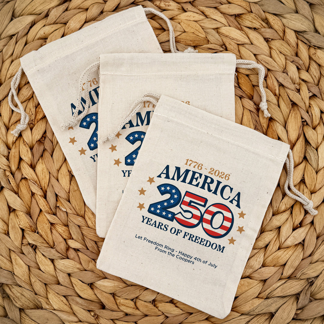 America 250 Favor Bags, Independence Day Gift, Drawstring Bags