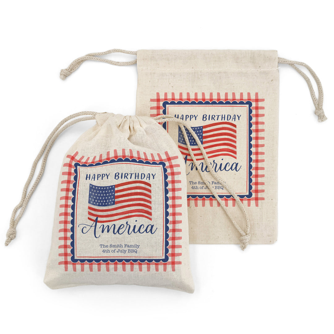 Happy Birthday America Favor Bags, Independence Day Gift, Drawstring Bags
