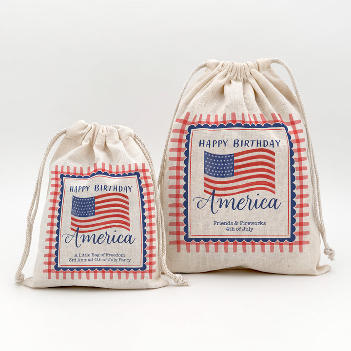 Happy Birthday America Favor Bags, Independence Day Gift, Drawstring Bags