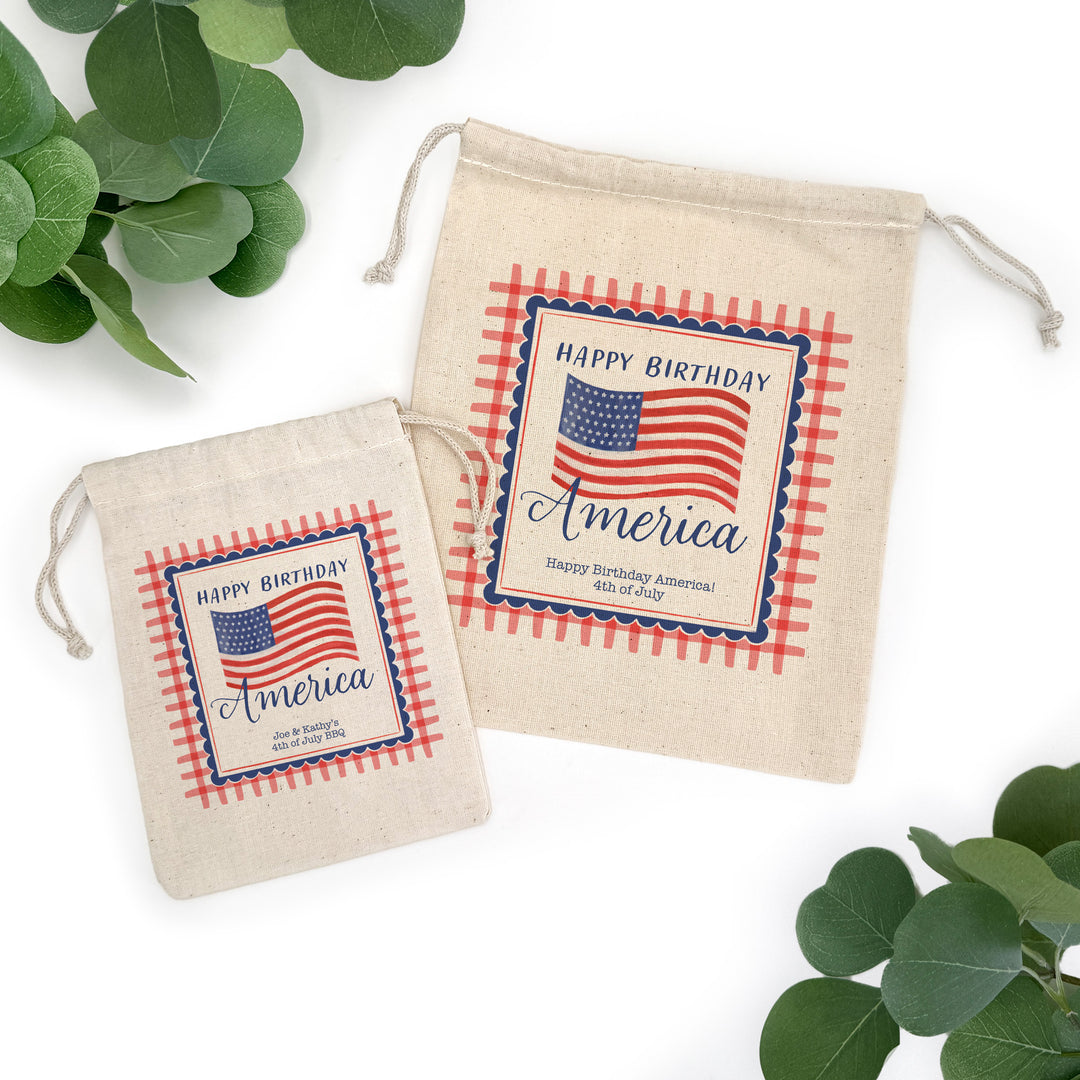 Happy Birthday America Favor Bags, Independence Day Gift, Drawstring Bags