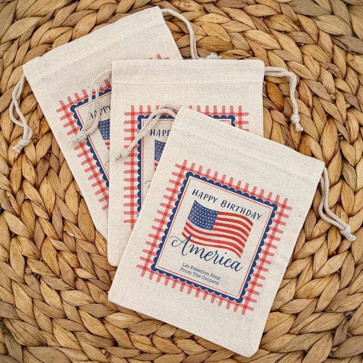 Happy Birthday America Favor Bags, Independence Day Gift, Drawstring Bags