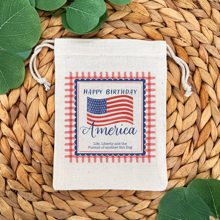 Happy Birthday America Favor Bags, Independence Day Gift, Drawstring Bags