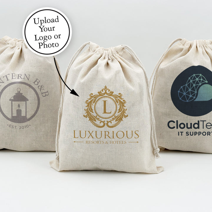 Custom Cotton Bags, Corporate Mini Drawstring Totes, Custom Logo Totes, Personalized Totes, Printed Corporate Gift Bag, 8" x 10"