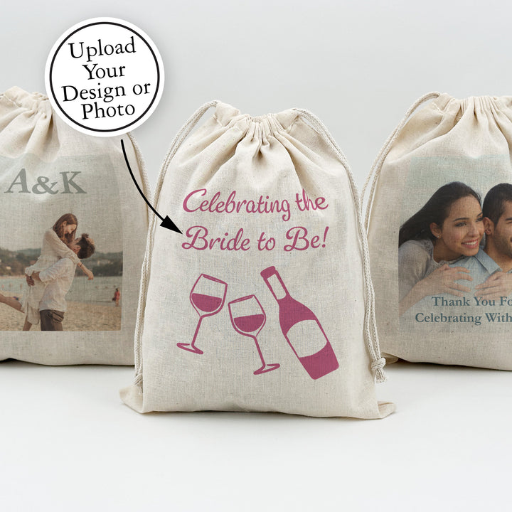 Create Your Own Wedding Favor Bags, Custom Mini Drawstring Tote Bag, Hangover Kit, Wedding Favor for Guests, Printed 8" x 10" Bag