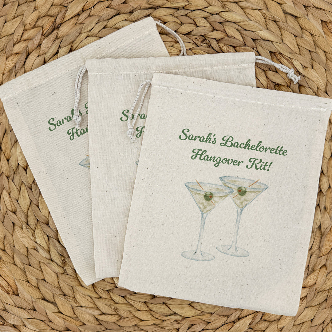 Create Your Own Wedding Favor Bags, Custom Mini Drawstring Tote Bag, Hangover Kit, Wedding Favor for Guests, Printed 8" x 10" Bag