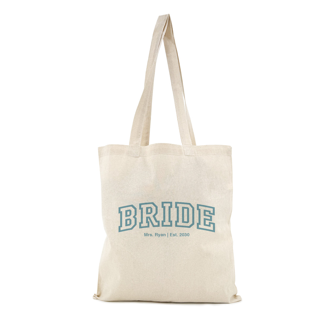 Collegiate Bride Tote, Wifey, The Mrs, Tote Bags
