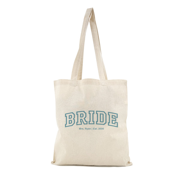 Collegiate Bride Tote, Wifey, The Mrs, Tote Bags