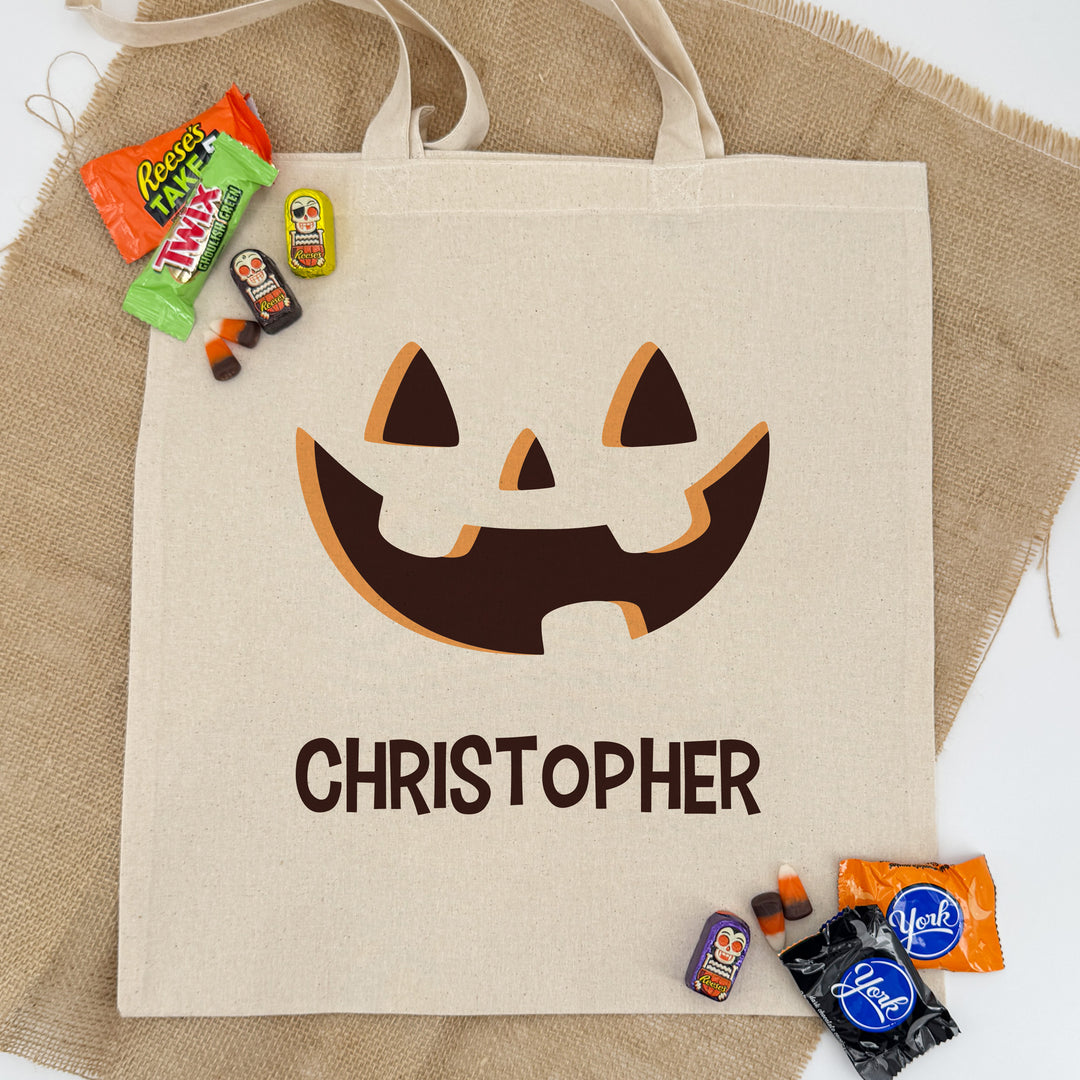 Custom Tote Bags, Custom Trick or Treat Bags, Halloween Candy Totes, Jack-o-Lantern Tote Bags