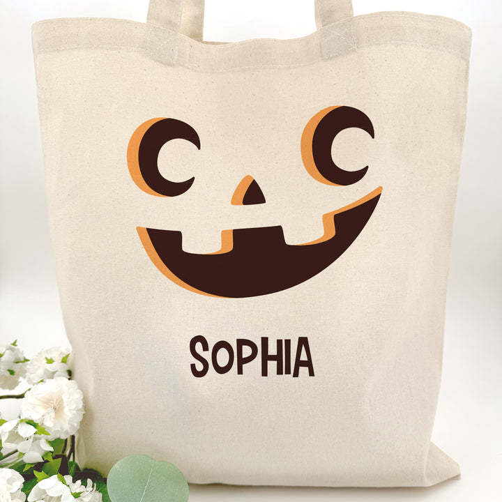 Custom Tote Bags, Custom Trick or Treat Bags, Halloween Candy Totes, Jack-o-Lantern Tote Bags