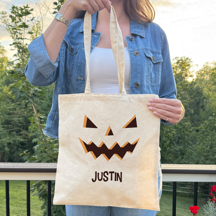 Custom Tote Bags, Custom Trick or Treat Bags, Halloween Candy Totes, Jack-o-Lantern Tote Bags