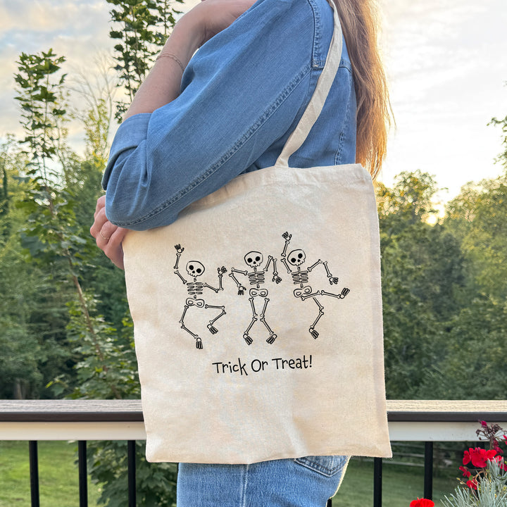 Custom Tote Bags, Custom Trick or Treat Bags, Halloween Candy Totes, Dancing Skeleton Tote Bags