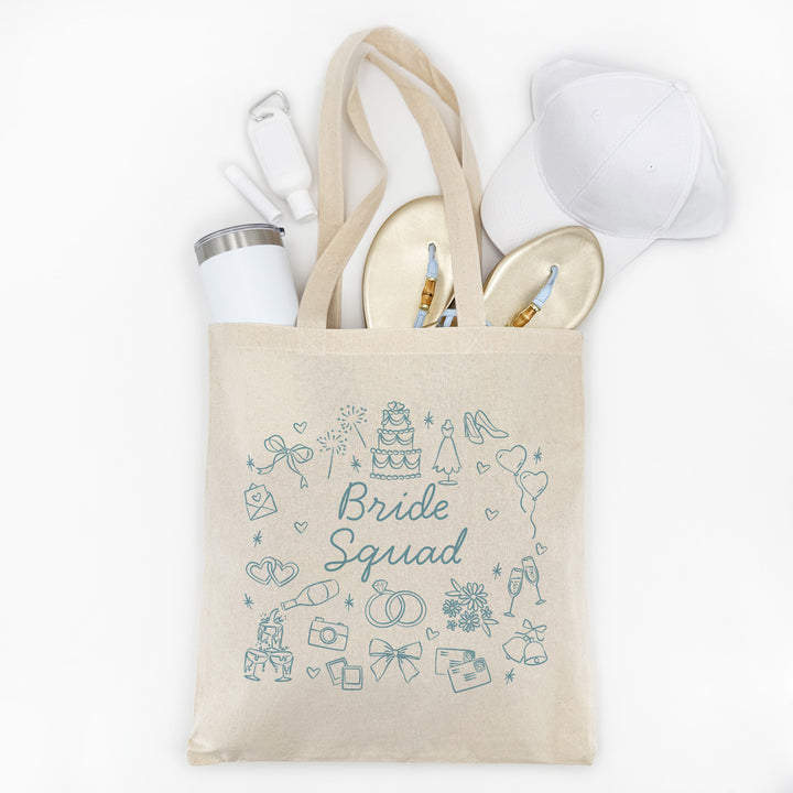 Bridal Doodle Icon Totes, Bridal Party Totes, Bachelorette Gift, Tote Bags
