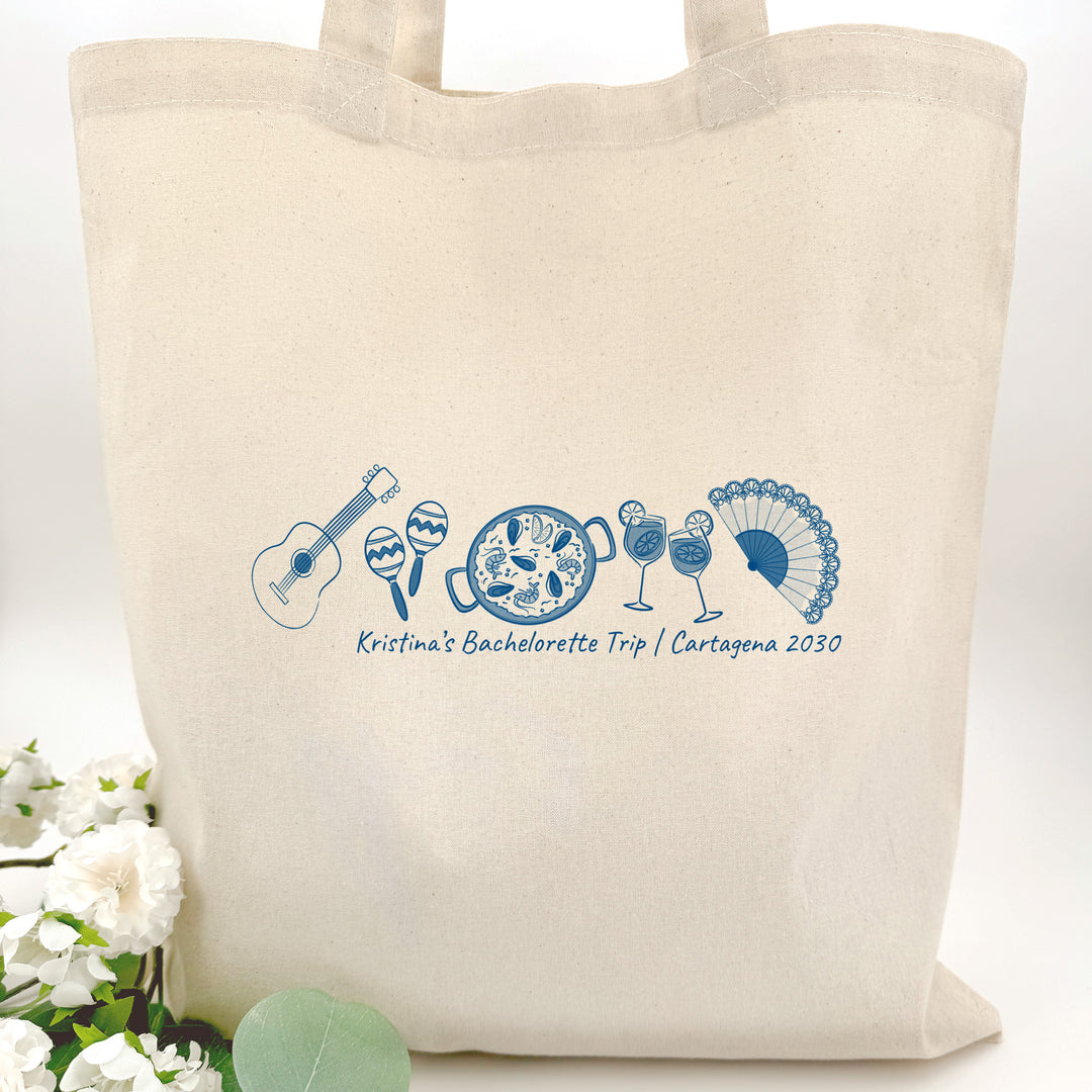Spain Bachelorette Totes, Destination Welcome Wedding Bags, Barcelona Girls Trip