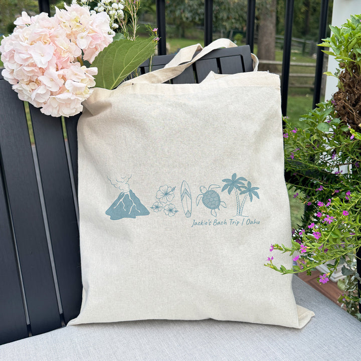 Hawaiian Bachelorette Tote, Wedding Welcome Gift Tote, Honolulu Family Trip