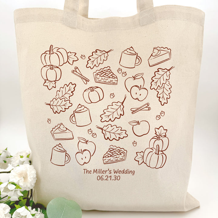 Fall Weekend Tote Bag, Fall Doodle Design, Friendsgiving, Bridal Shower, Weddings, Market Days