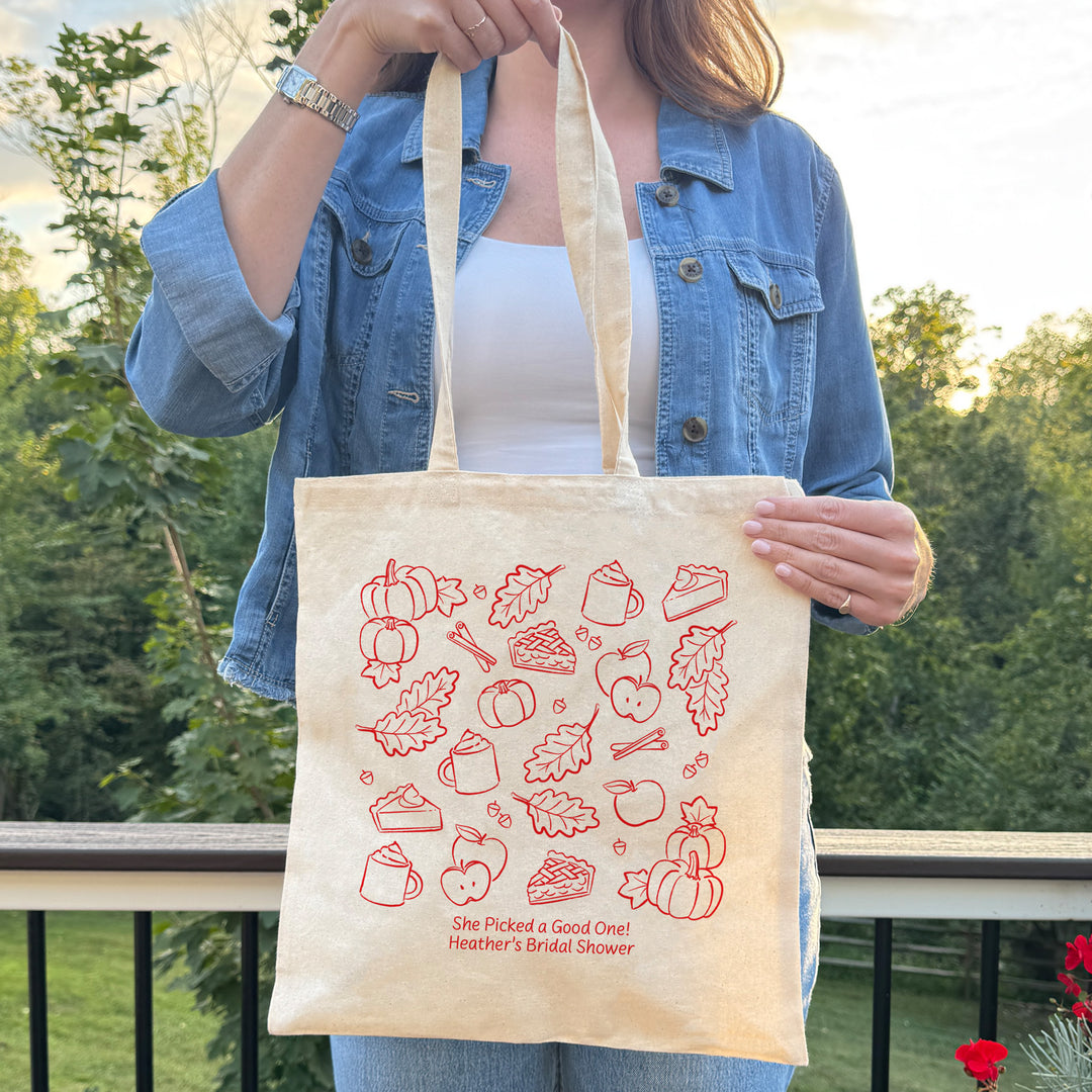 Fall Weekend Tote Bag, Fall Doodle Design, Friendsgiving, Bridal Shower, Weddings, Market Days
