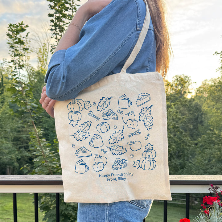 Fall Weekend Tote Bag, Fall Doodle Design, Friendsgiving, Bridal Shower, Weddings, Market Days