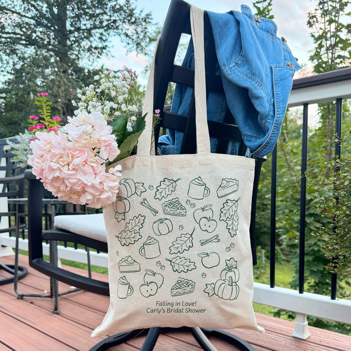 Fall Weekend Tote Bag, Fall Doodle Design, Friendsgiving, Bridal Shower, Weddings, Market Days