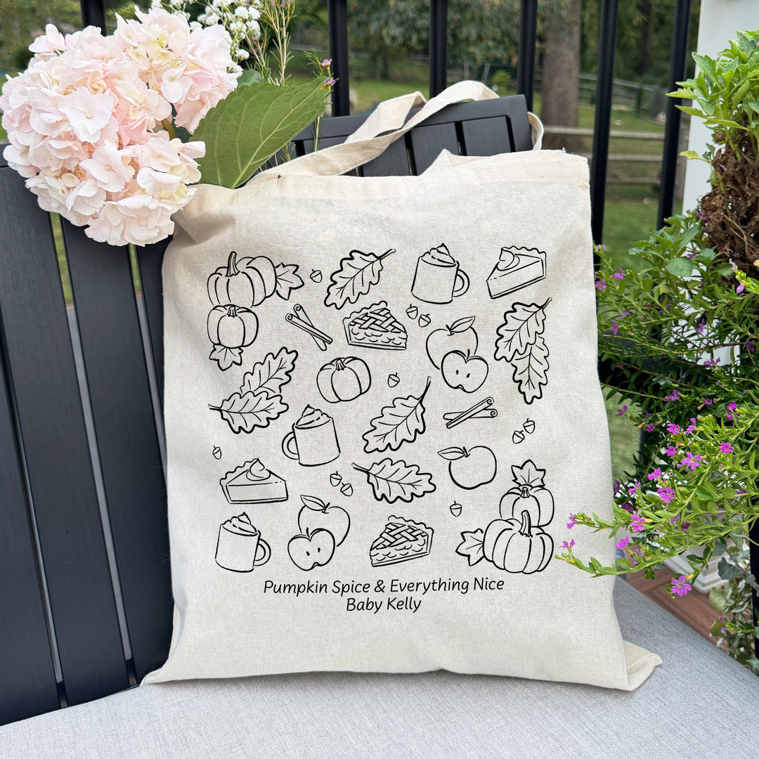 Fall Weekend Tote Bag, Fall Doodle Design, Friendsgiving, Bridal Shower, Weddings, Market Days