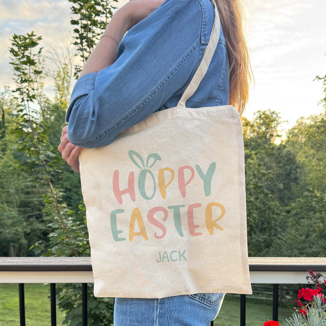 Hoppy Easter Tote for Kids, Custom Easter Egg Hunt Bags
