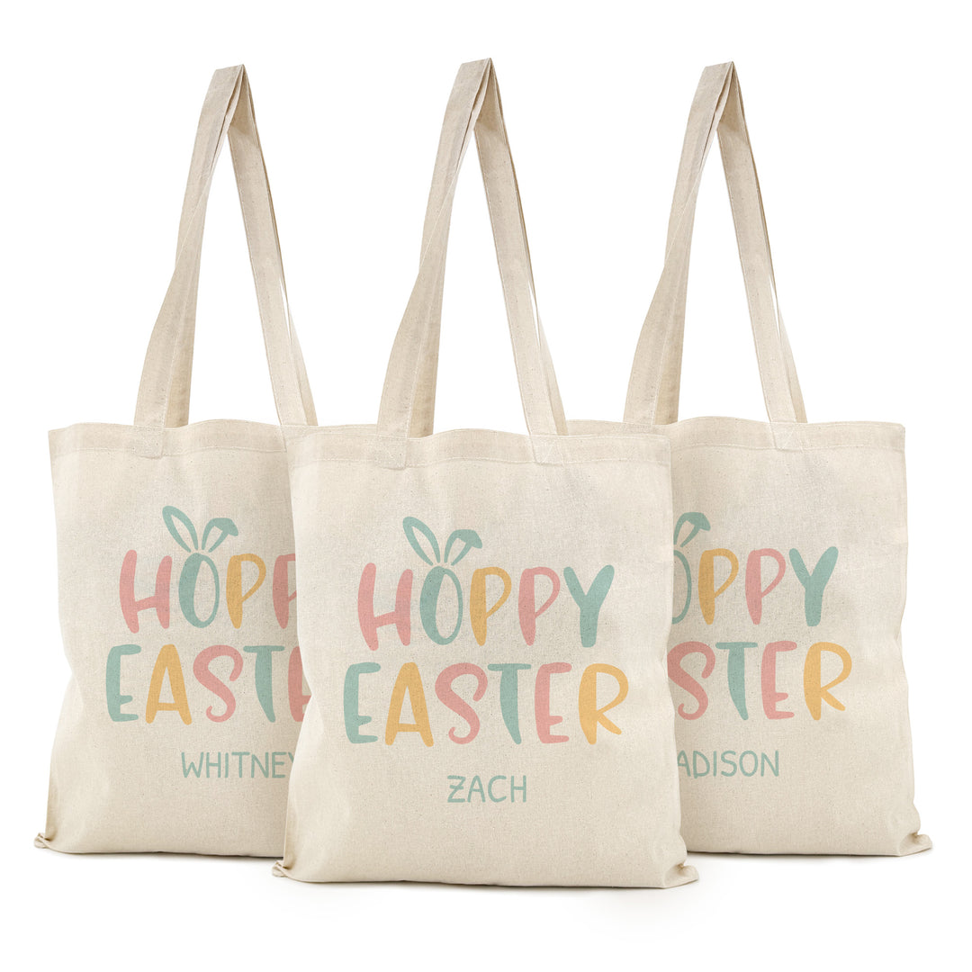 Hoppy Easter Tote for Kids, Custom Easter Egg Hunt Bags
