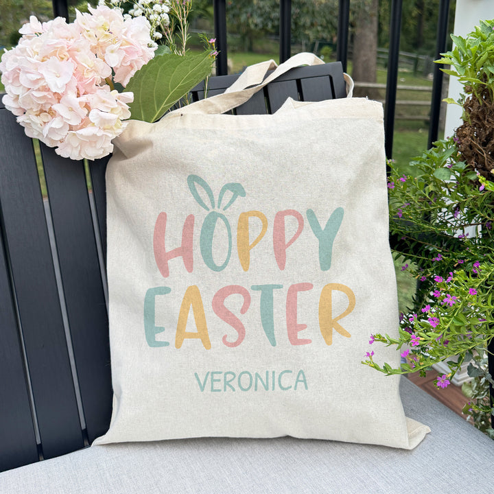 Hoppy Easter Tote for Kids, Custom Easter Egg Hunt Bags