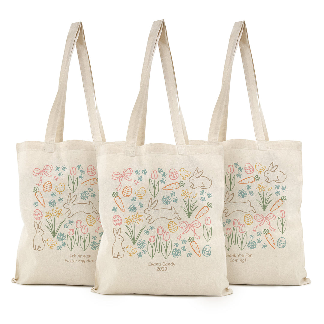 Easter Doodle Tote for Kids, Custom Easter Egg Hunt Bags