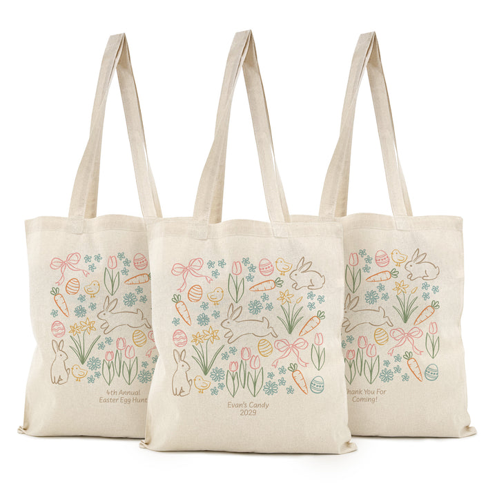 Easter Doodle Tote for Kids, Custom Easter Egg Hunt Bags