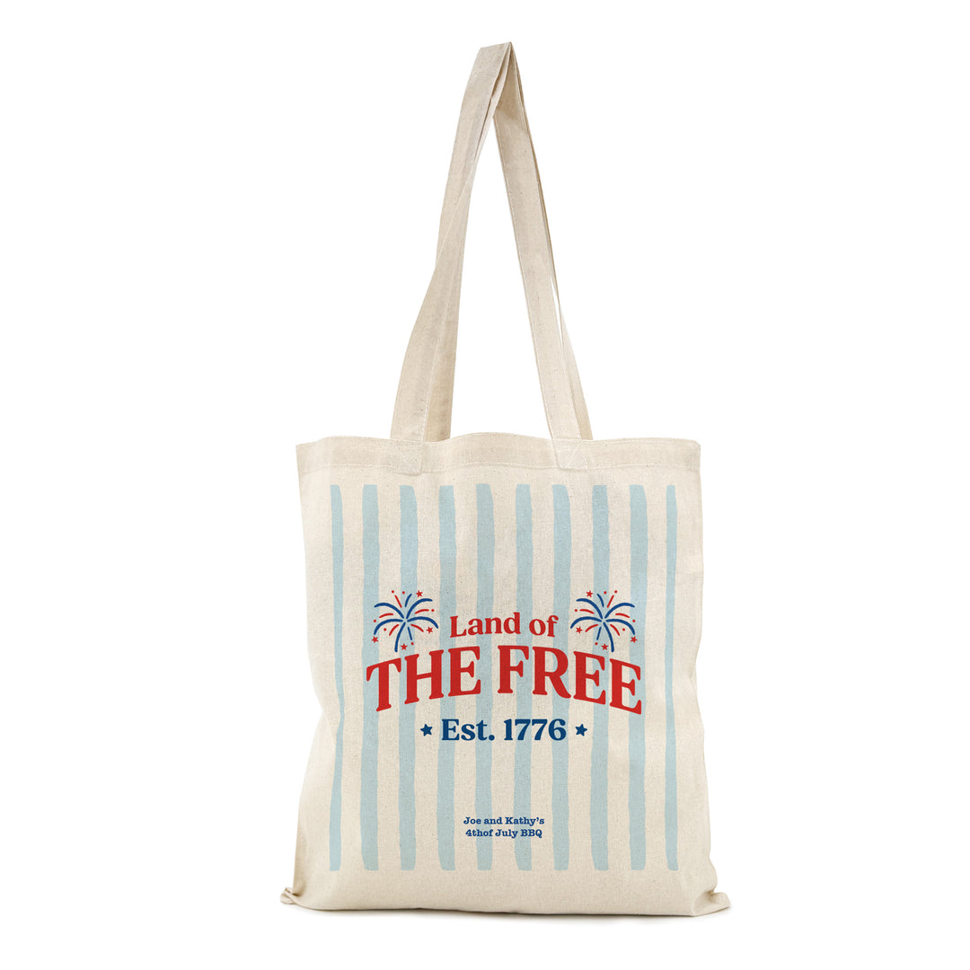 God Bless America Cotton Tote Bag, We the People, Land of the Free, Let Freedom Ring, 1776-2026, Tote Bags
