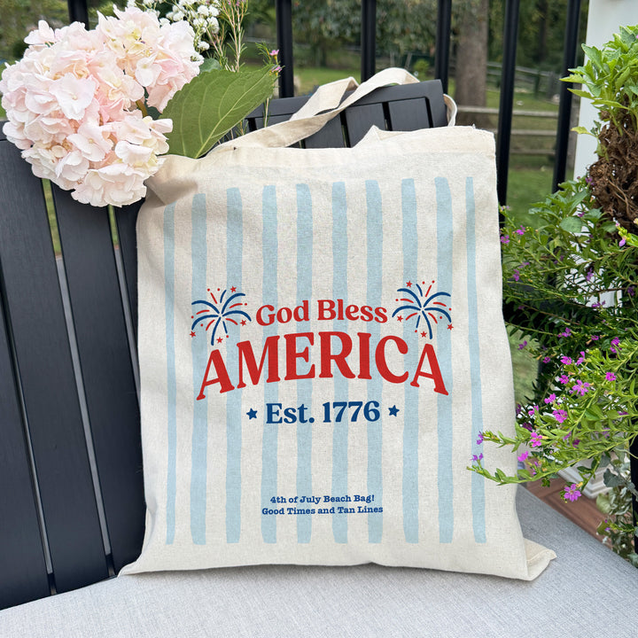 God Bless America Cotton Tote Bag, We the People, Land of the Free, Let Freedom Ring, 1776-2026, Tote Bags