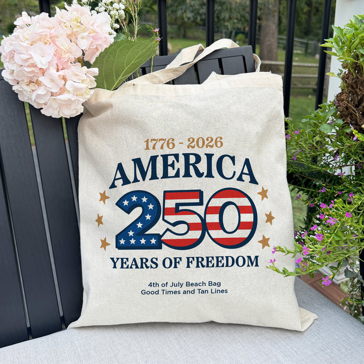 America 250 Years of Freedom Cotton Tote Bag, 1776-2026, Tote Bags