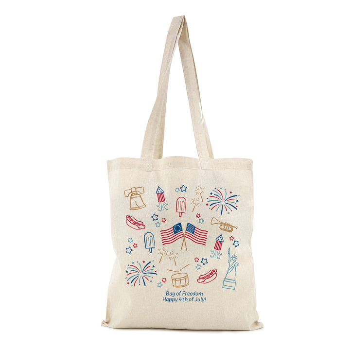 Hand Drawn 4th of July Doodle Cotton Tote Bag, America 250, Tote Bags