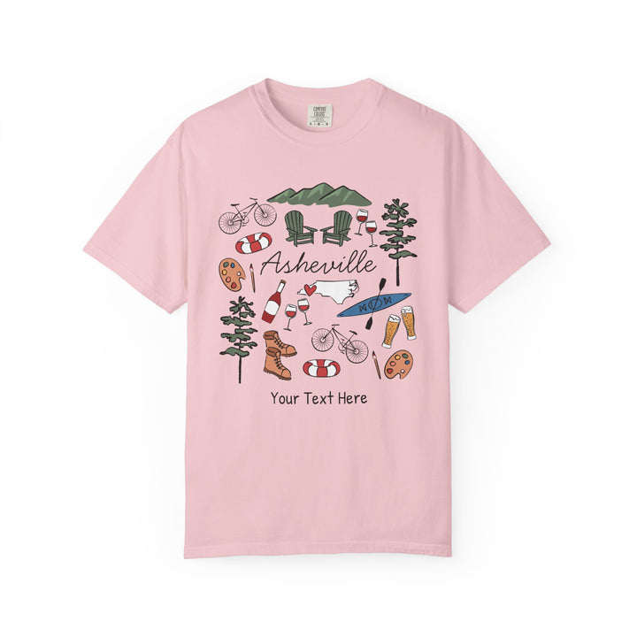 Asheville Bachelorette T-Shirt, Colorful Asheville Doodles, Unisex Comfort Colors® T-Shirt