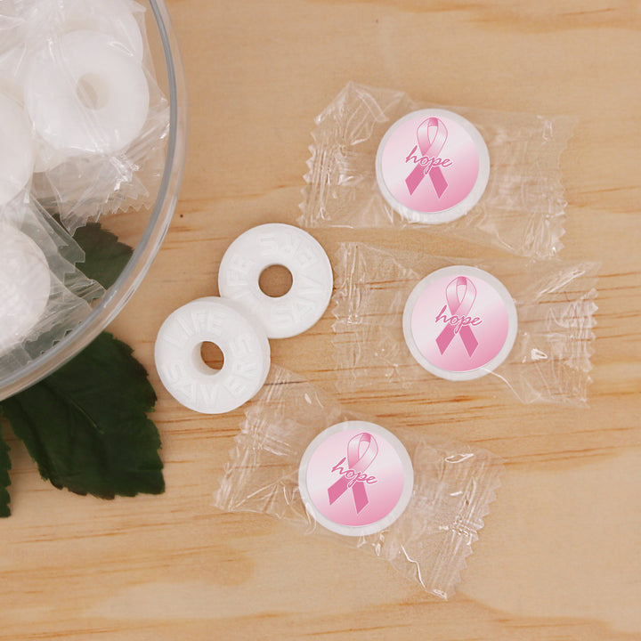 Pink Ribbon Lifesaver Mint Favors, Breast Cancer Awareness Bulk Items, Pink Ribbon Giveaways