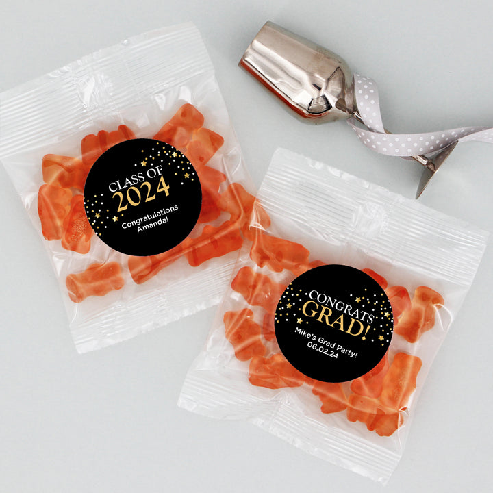 Champagne Gummy Bears Graduation Favors, Congrats Grad Confetti Stars