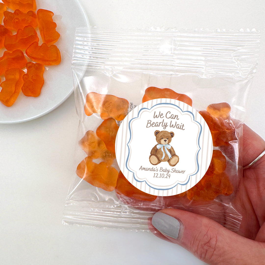 We Can Bearly Wait, Watercolor Bear, Gummy Bears