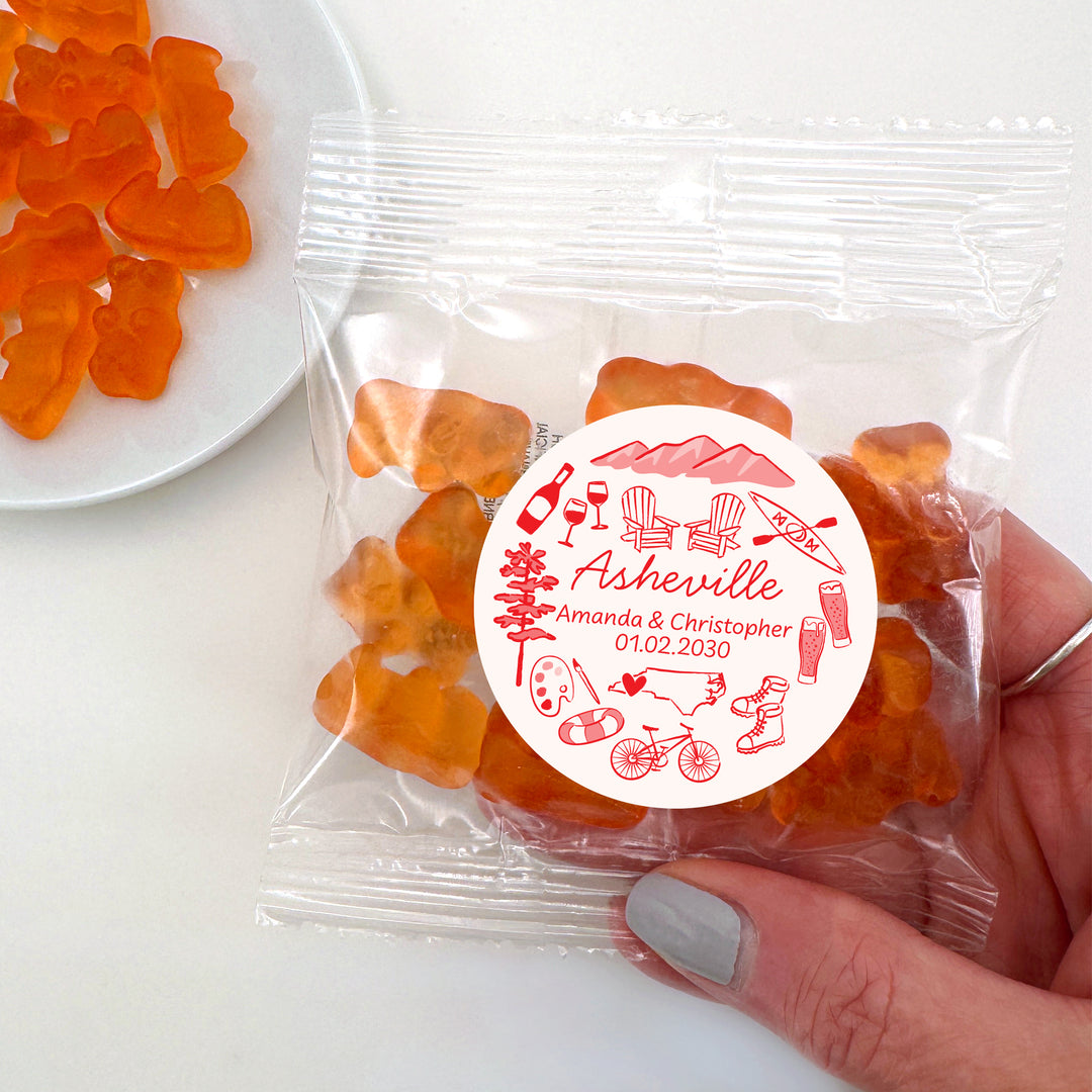 Champagne Gummy Bear Wedding Favors, Girls Trip, Asheville Bachelorette Gummies