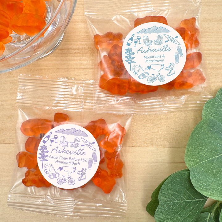 Champagne Gummy Bear Wedding Favors, Girls Trip, Asheville Bachelorette Gummies