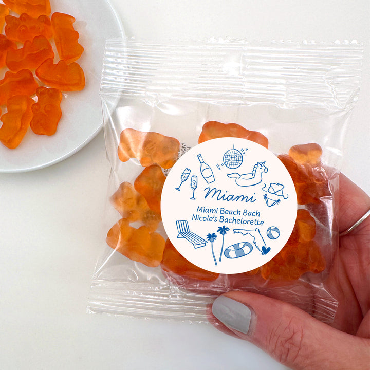 Champagne Gummy Bear Wedding Favors, Girls Trip, Miami Bachelorette Gummies