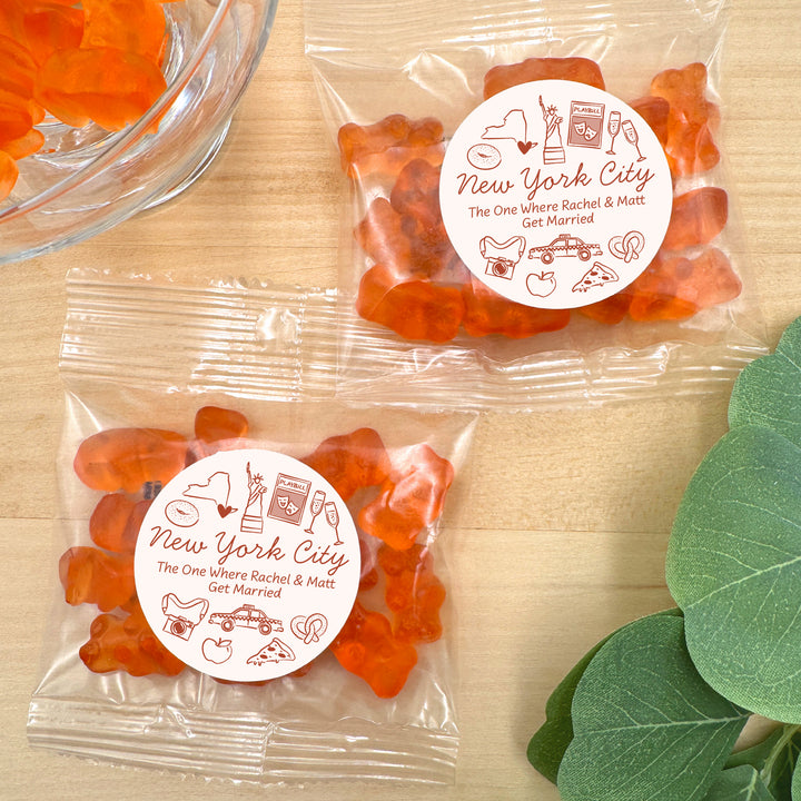 Champagne Gummy Bear Wedding Favors, Girls Trip, New York Bachelorette Gummies