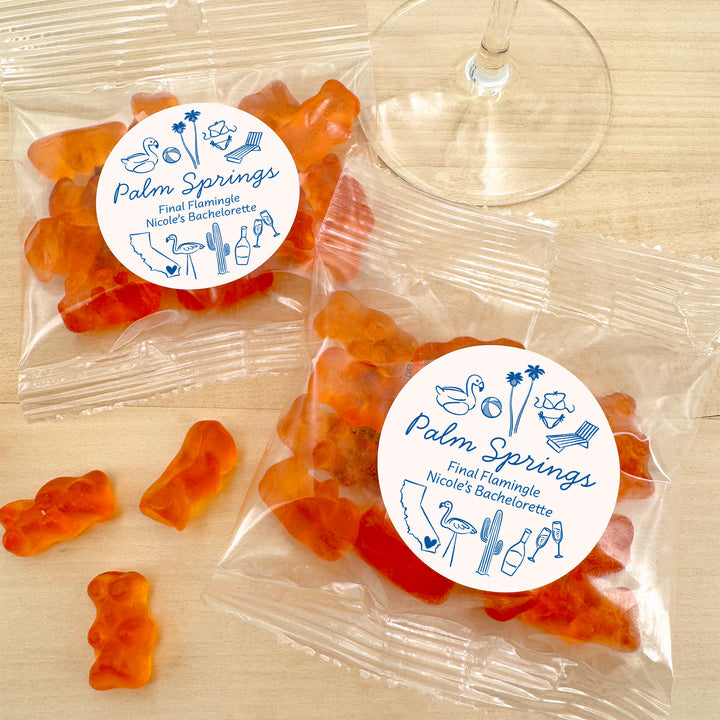 Champagne Gummy Bear Wedding Favors, Girls Trip, Palm Springs Bachelorette Gummies