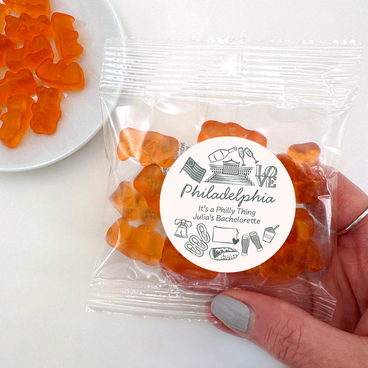 Champagne Gummy Bear Wedding Favors, Girls Trip, Philadelphia Bachelorette Gummies