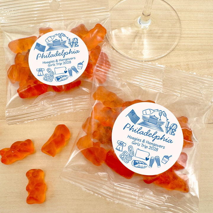 Champagne Gummy Bear Wedding Favors, Girls Trip, Philadelphia Bachelorette Gummies