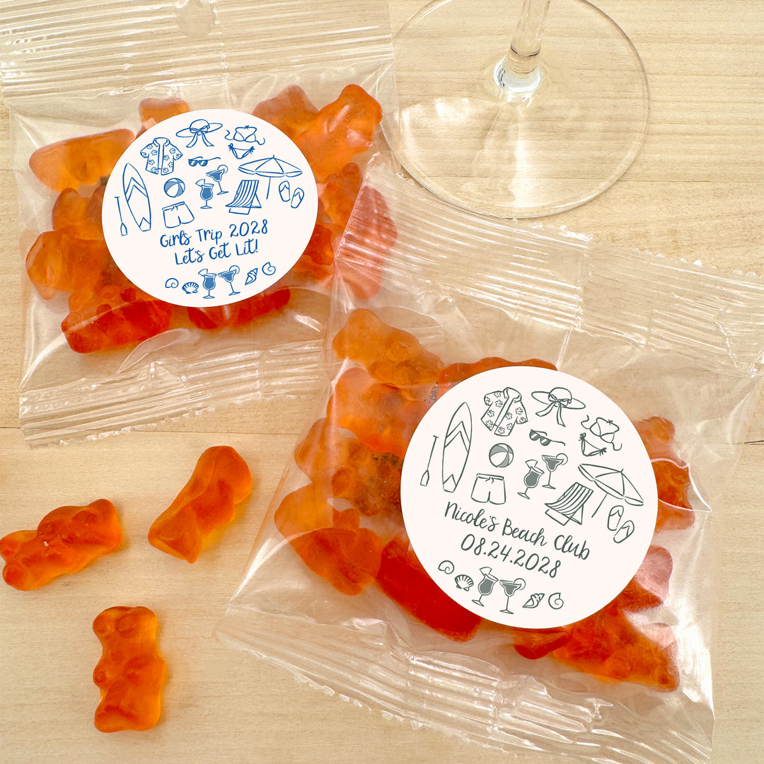 Champagne Gummy Bear Wedding Favors, Girls Trip, Beach Bachelorette Gummies