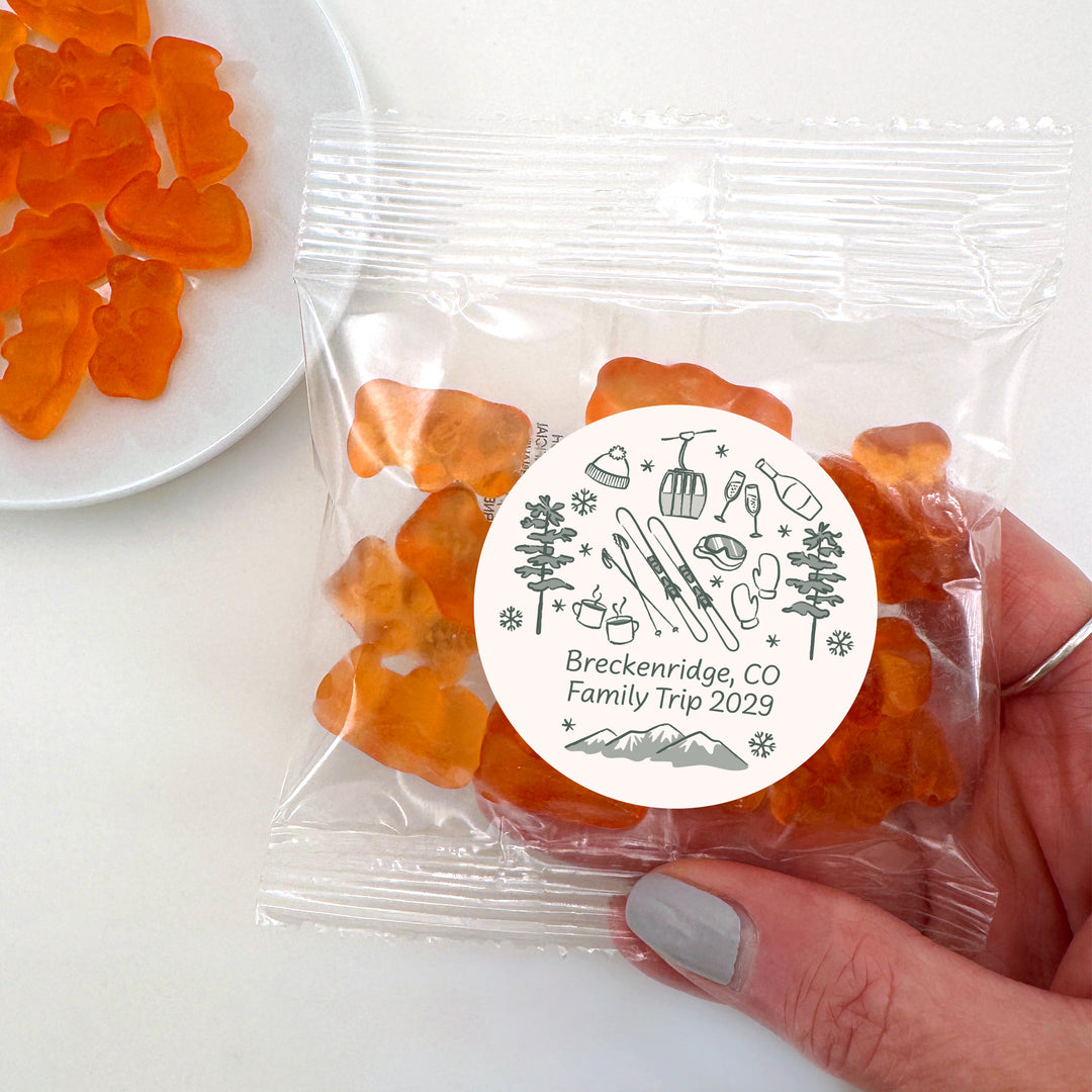 Hand Drawn Ski Sketch Pattern Gummy Bears
