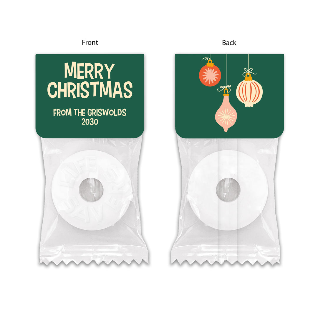 Holiday Party Favors, Personalized Christmas Mints, Cookie Exchange Favors, Mid-Century Christmas Mint Tabs