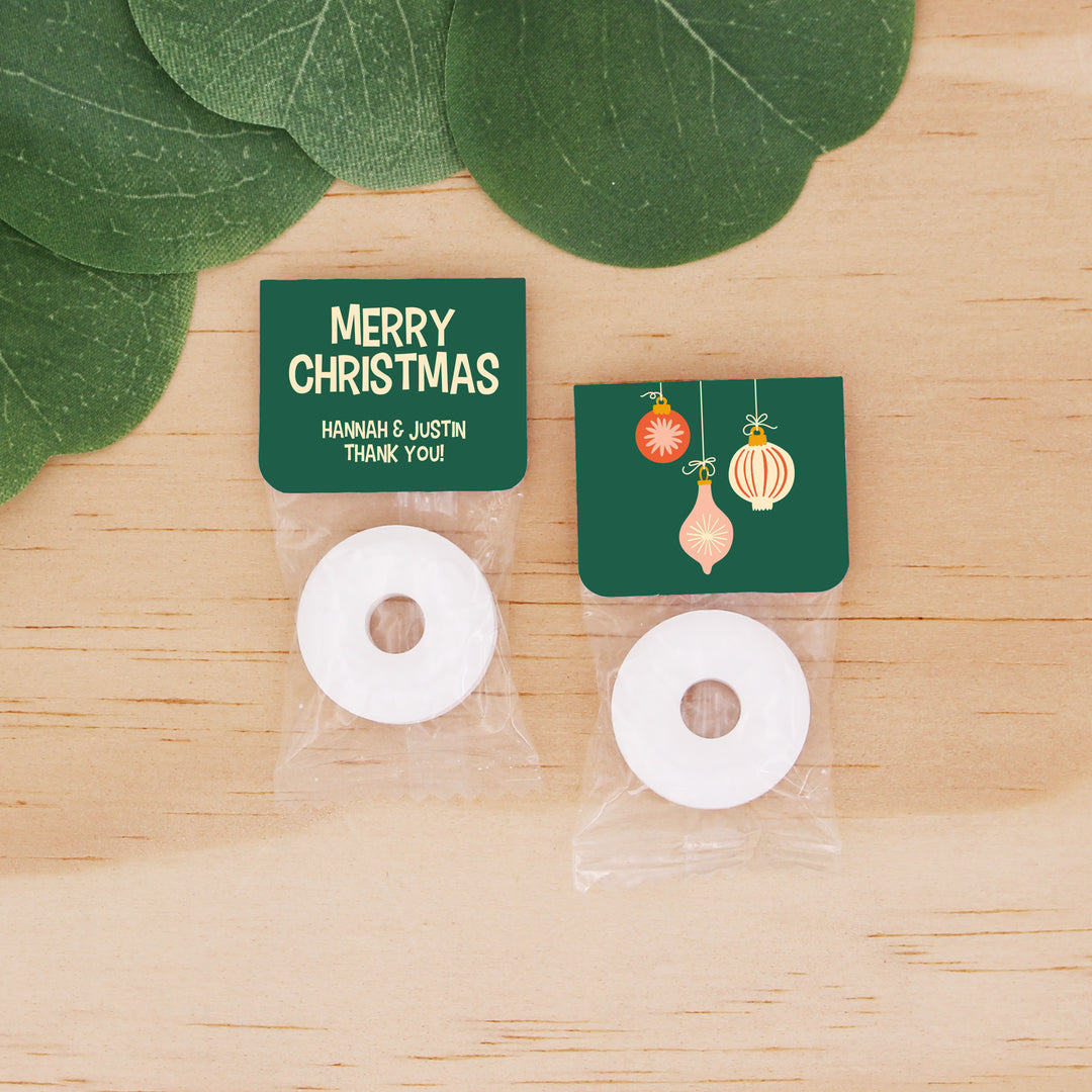 Holiday Party Favors, Personalized Christmas Mints, Cookie Exchange Favors, Mid-Century Christmas Mint Tabs