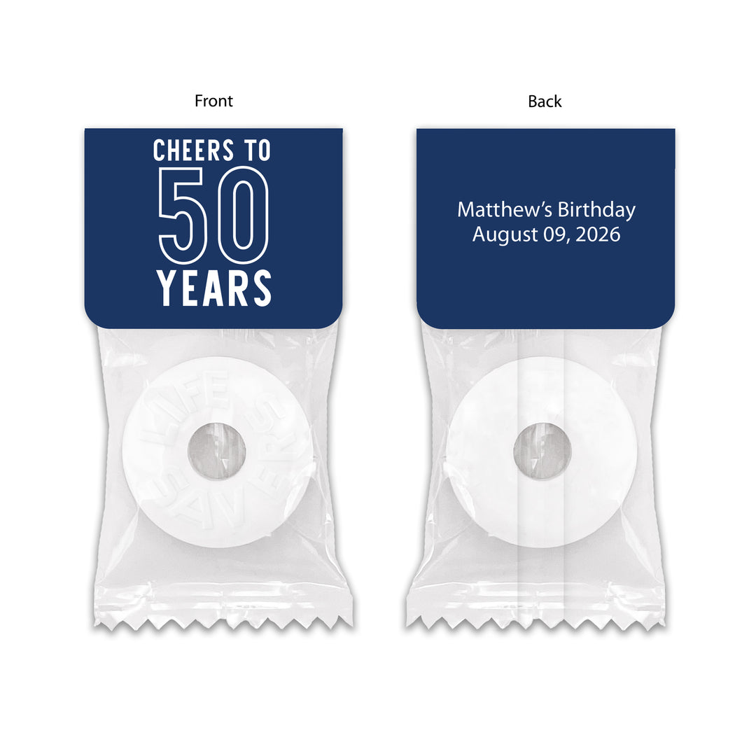 Birthday Party Favors, Party Favor Mints, Custom Mint Life Savers, Cheers to Many Years